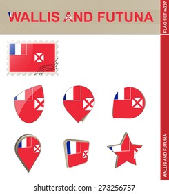 Wallis and Futuna Flag Set, Flag Set #237. Vector.