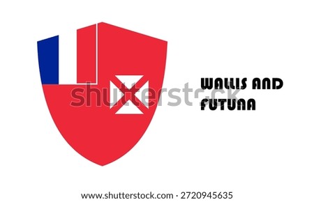 Wallis and Futuna flag in shield shape (badge)