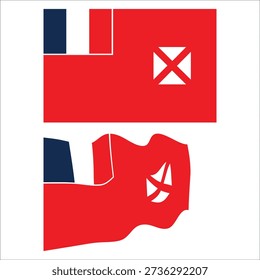 Wallis and futuna flag in two versions, a flat design and a waving graphic.