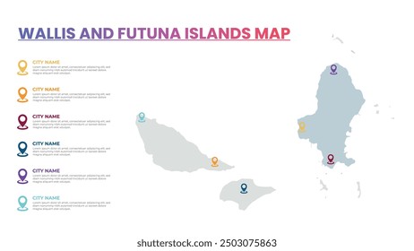 Wallis and Futuna Islands Modern Map Infographic Template, Detailed infographic map of Wallis and Futuna Islands Popular City