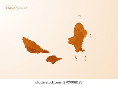 Mapa de Wallis y Futuna - Ilustración vectorial de polígono de bajo contenido de polietileno en tono naranja, estilo geométrico limpio, aislado sobre fondo blanco.