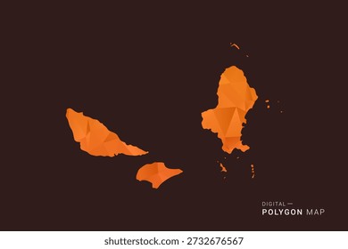 Wallis and Futuna Map - vetor de polígono baixo poli, silhueta geométrica triangulada em tons de laranja e marrom escuro, estilo infográfico moderno limpo, fundo isolado.