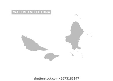 Wallis and Futuna map - Minimal Flat Vector Illustration in Black and Gray, Isolated on White Background, Ideal for Infographics, Educational Use, Reports, and Presentations.