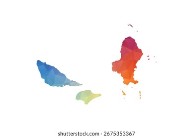 Wallis and Futuna Map - Polygon Style Vector Illustration in Rainbow Gradient, Low Poly Multicolor Geometric Design, Isolated on White Background, Suitable for Reports, and Creative Projects.