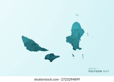 Karte von Wallis und Futuna - Vektorgrafik im Polygonstil in blaugrünem Low-Poly-geometrischem Design, moderne minimale Silhouette.