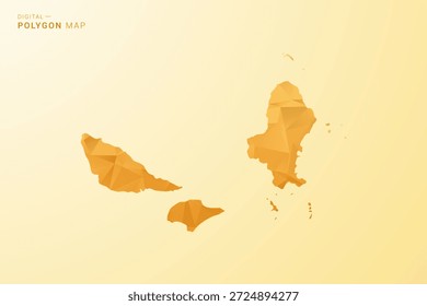 Wallis and Futuna Map - Polygon style vector illustration in yellow and orange low poly geometric design, modern minimal silhouette, isolated for infographic.