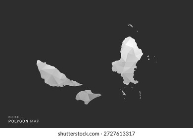 Mapa de Wallis y Futuna - Ilustración vectorial de estilo polígono en diseño geométrico de bajo poli negro, gris y blanco, silueta mínima, aislada para infografía.