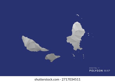 Wallis e Futuna Mapa - Polígono Branco e Preto mapa Estilo Ilustração Vetor, Projeto Geométrico de Poli Baixo, Isolado no Fundo azul.
