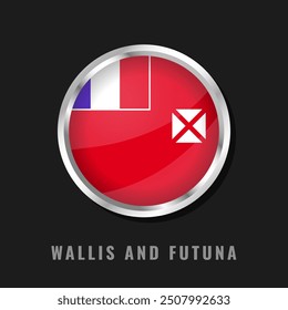 Wallis And Futuna round framed national flag. Circular glossy flag of Wallis And Futuna.