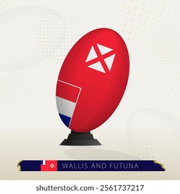 Wallis and Futuna Rugby Ball on Rugby Kicking Tees with Modern Design. Illustration perfect for sports, national pride, and rugby-related projects.