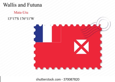 wallis and futuna stamp design over stripy background, abstract vector art illustration, image contains transparency