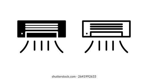 Wall-mounted air conditioner icon set for cooling systems and home appliances