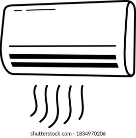 Wall-mounted air conditioner. Vector outline icon.