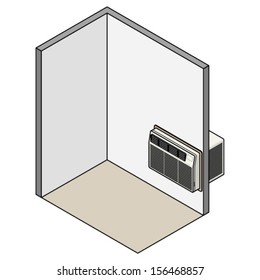 Wall-mounted all-in-one air conditioner.