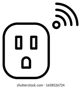 Wallmounted Smart Power Socket Concept, WiFi Electric Plug  Self closing door Female Socket on White background, Home Office Automation Fireproof material Equipment Vector Icon Design