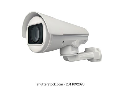 Wall-mounted surveillance camera 3 on a white background. 3d vector illustration