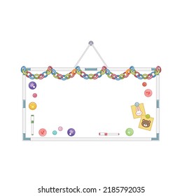 Wall-mounted whiteboard with cute decorations