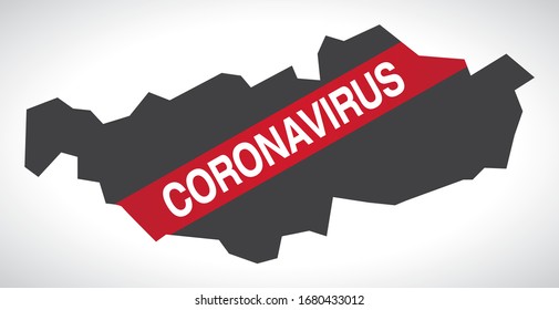 Walloon Brabant BELGIUM province map with Coronavirus warning illustration