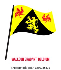 Walloon Brabant Flag Waving Vector Illustration on White Background. Provinces Flags of Belgium.