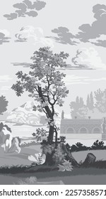 wallpaper 18 century bucolic landscape