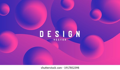 Papel de escritorio con composición de fluidos abstractos en colores de neón ultravioleta y azul con esferas y olas, fondo web