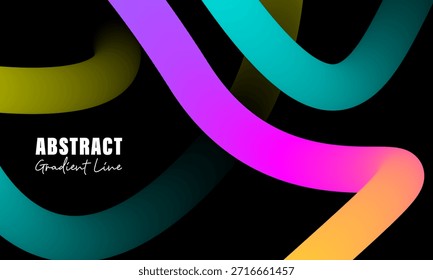 Fondo de pantalla con elemento abstracto de línea de gradiente, utilizando un color degradado moderno y brillante y aislado en un fondo negro