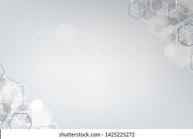 Wallpaper abstract polygon hexagonal shape with white silver background