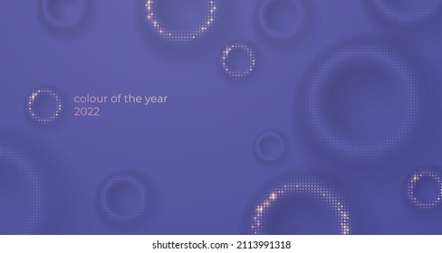 Papel de escritorio con círculo de brillo abstracto sobre fondo morado y azul. Veri peri, color de tendencia de 2022 año. Ilustración vectorial para tarjeta, diseño, volante, afiche, artículo, banner, web, publicidad.