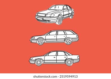 Wallpaper Aesthetic, Trendy automotive Lock Screen, Vector illustrations for apparel prints and other uses. Hand drawn cars.
