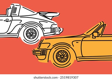 Wallpaper Aesthetic, Trendy automotive Lock Screen, Vector illustrations for apparel prints and other uses. Hand drawn cars.