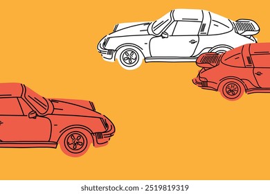 Wallpaper Aesthetic, Trendy automotive Lock Screen, Vector illustrations for apparel prints and other uses. Hand drawn cars.
