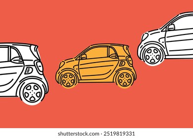 Wallpaper Aesthetic, Trendy automotive Lock Screen, Vector illustrations for apparel prints and other uses. Hand drawn cars.
