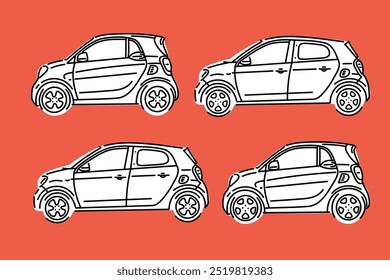 Wallpaper Aesthetic, Trendy automotive Lock Screen, Vector illustrations for apparel prints and other uses. Hand drawn cars.