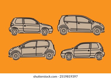Wallpaper Aesthetic, Trendy automotive Lock Screen, Vector illustrations for apparel prints and other uses. Hand drawn cars.