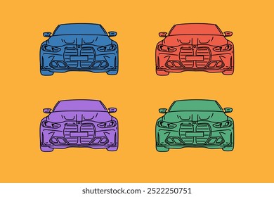 Wallpaper Aesthetic, Trendy automotive Lock Screen, Vector illustrations for apparel prints and other uses. Hand drawn cars.