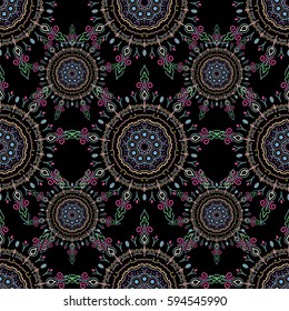 Wallpaper with antique floral medieval baroque abstract ornament. Damask pattern in baroque style. Baroque damask vintage pink and beige vector seamless pattern background.
