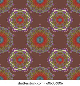 Wallpaper with antique medieval baroque abstract flowers and ornaments. Damask pattern in baroque style. Baroque damask vintage red and green vector seamless pattern background.