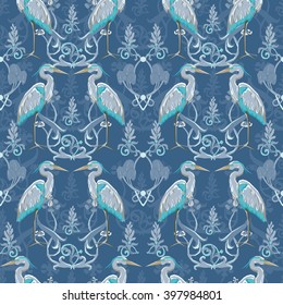 Wallpaper Art Nouveau pattern. Design prints textile with a bird.