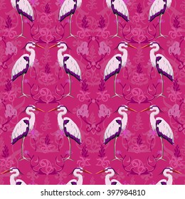 Wallpaper Art Nouveau pattern. Design prints textile with a bird.