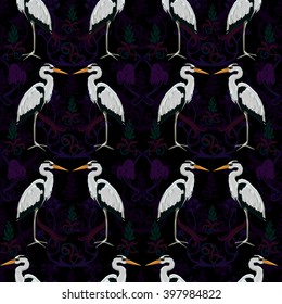 Wallpaper Art Nouveau pattern. Design prints textile with a bird.