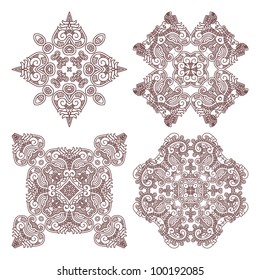 Wallpaper with aztec ornament in red colors, design element