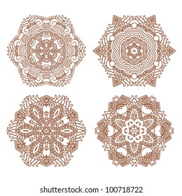Wallpaper with aztec ornament in red colors, design element