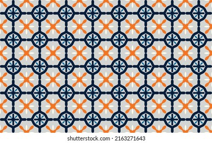 Wallpaper backgroun texture with cross flowers pattern Seamless, Deco Ethnic Geometric Design Tribal art for print wrapping fabric paper carpet textile industry coloful