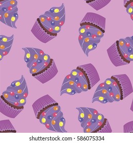 wallpaper background with cupcakes. Vector illustration