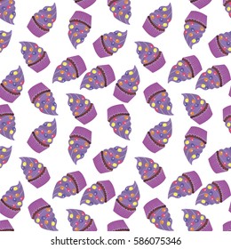 wallpaper background with cupcakes. Vector illustration