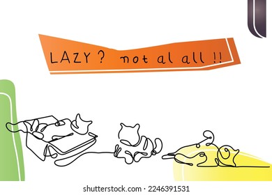 wallpaper or background design of few lazy cats. Social media post