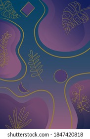 Wallpaper background design graphic with gradient and plant outline