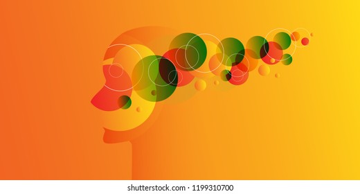 Wallpaper, Background, Flyer, Landing Page or Cover Design with Human or Robot Head and Abstract Pattern - Applicable for Reports, Presentations, Placards, Posters - Creative Vector Template