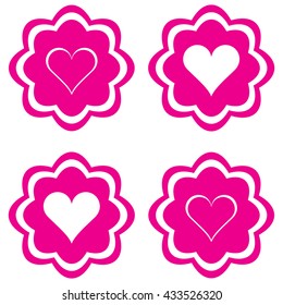 Wallpaper background with four pink icons of hearts