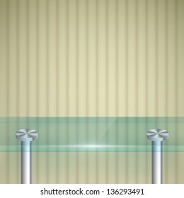 Wallpaper background with glass table. Vector set.